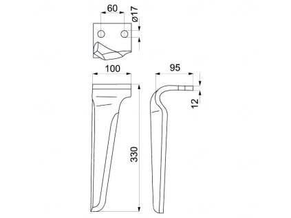 Drehtorspieß rechts 330x100x12mm MASCHIO