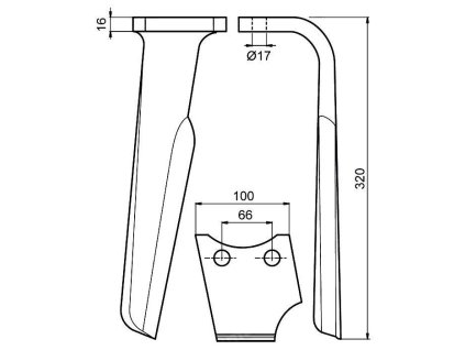 Drehtorspieß links 320x100x16mm RABEWERK, PERUGINI CONCEPT