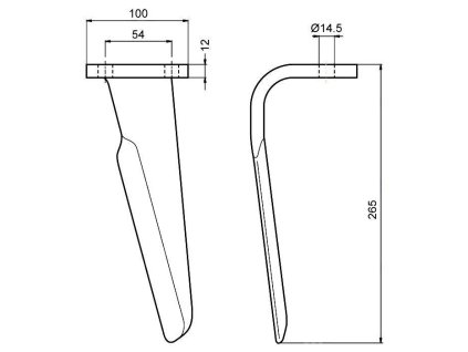 Drehtorspieß rechts 265x100x12mm PERUGINI CONCEPT