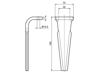 Drehbarer Torspieß 160X70x7mm Ø10,5 R2