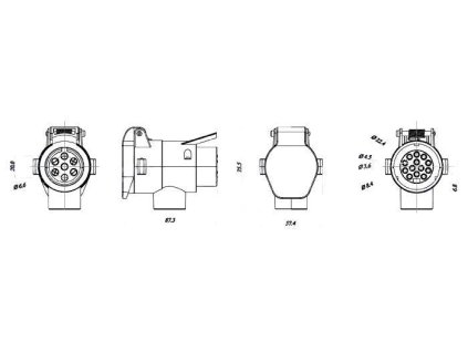 Reduzierung der Steckdose von 7 auf 13 Pole.