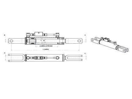 Hydraulische Hubstrebe  45x60x550 mm