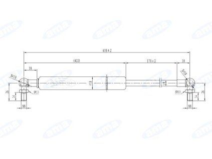 Gasdruckfeder 440-610mm DEUTZ
