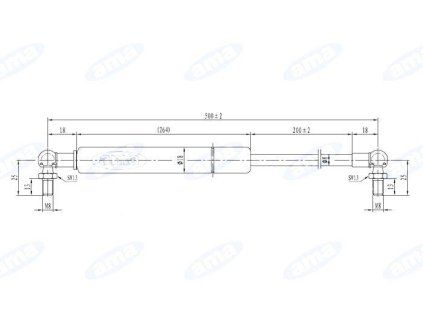 Gasdruckfeder 165mm MIN 255mm MAX