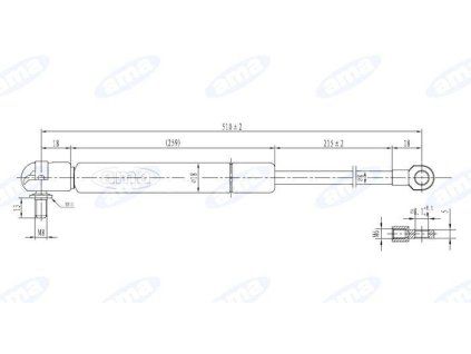 Gasdruckfeder 296 mm - 510 mm