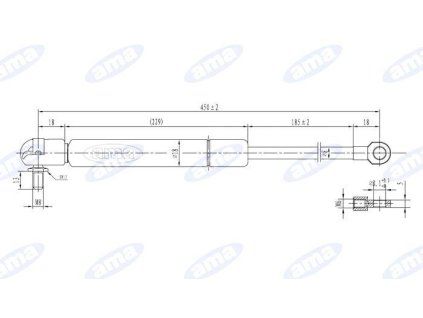Gasdruckfeder 266 mm - 450 mm
