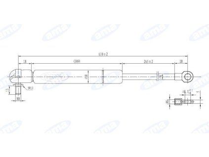 Gasdruckfeder 346mm - 610mm