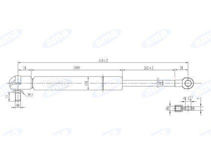 Gasdruckfeder 346mm - 610mm, 450N