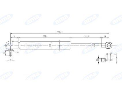 Gasdruckfeder 316mm - 550mm