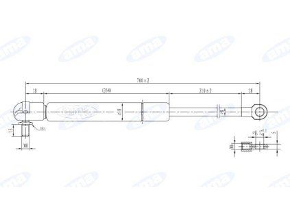 Gasdruckfeder 391mm - 700mm, 700N
