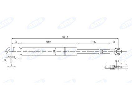 Gasdruckfeder 391mm - 700mm, 500N