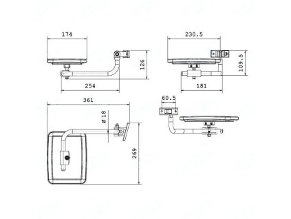 Linker Rückspiegel für Traktoren