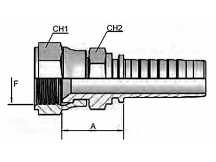 Pressnippel mit Innengewinde JIS 60° (KOMATSU) M14X1,5 - Schlauch 1/4"