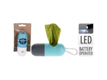 DOGS Beutelspender mit LED-Licht und Karabiner.