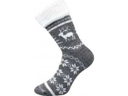 Boma Norway pánské i dámské teplé ponožky norský vzor šedá