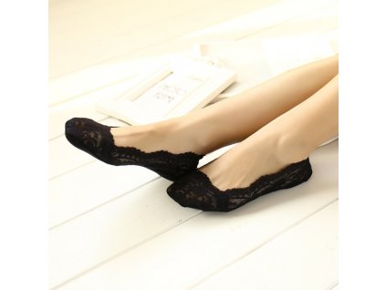 Ixuejie Fashion Shallow Mouth Stealth Lace Women Sock Silicone Feet Non slip Invisible Boat Socks Slippers