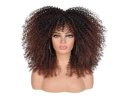 Afro vilnitá paruka hnědá