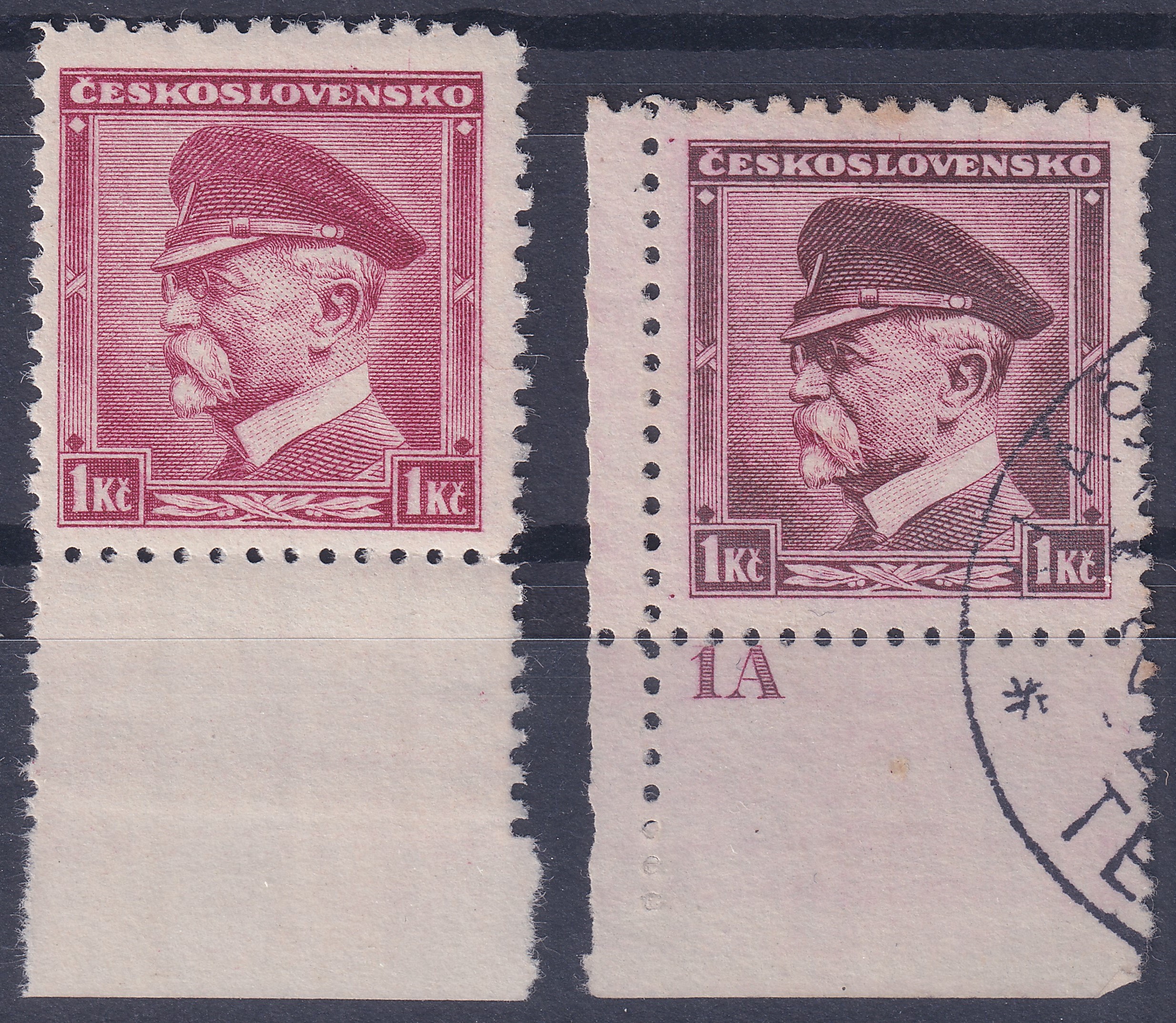 Poškození známky Masaryk