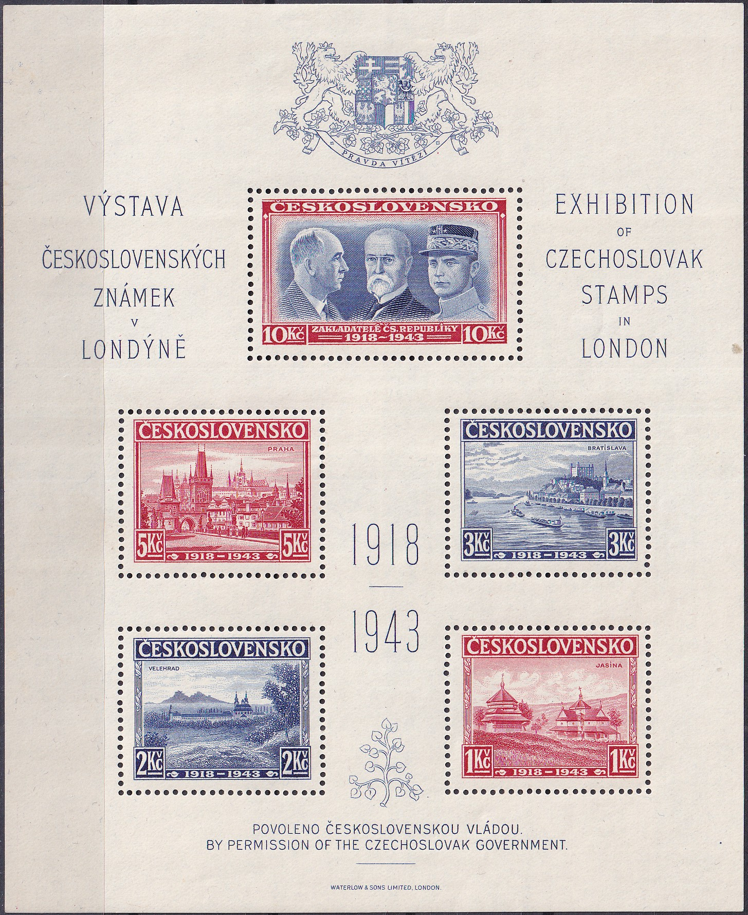 Exilový aršík T. G. Masaryk 1943