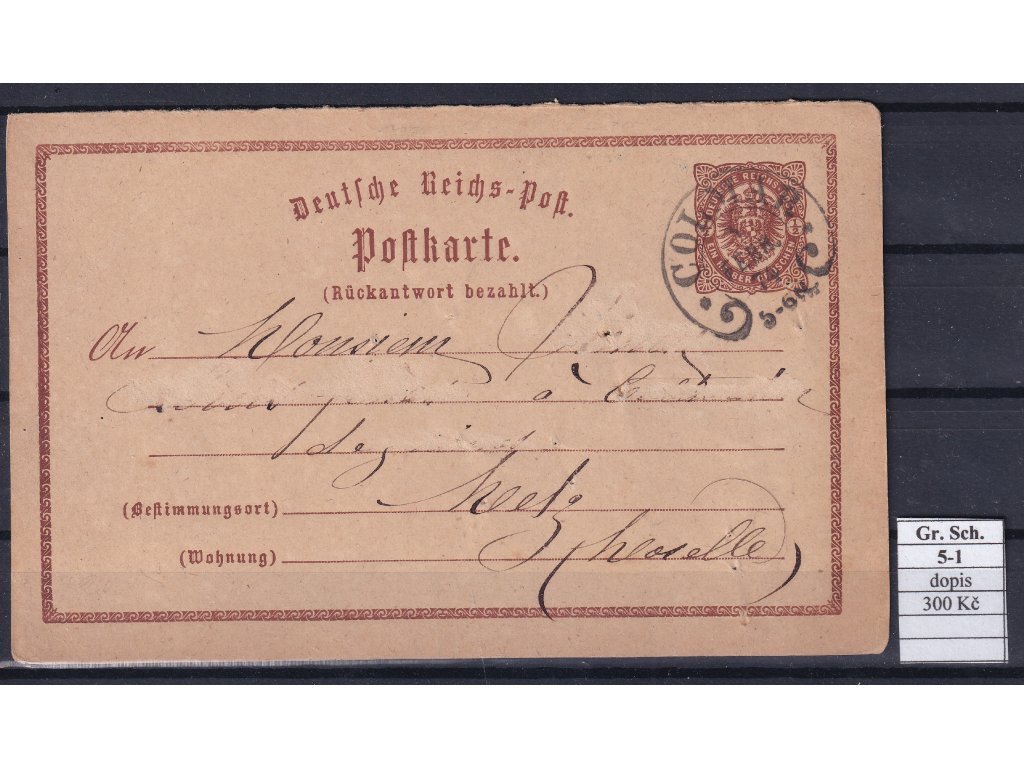 Hufeisenstempel 5-1 gr. Schild korešpondenční lístek