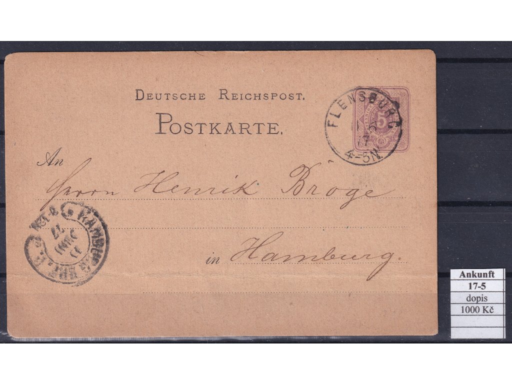 Hufeisenstempel 17-5 Ankunft korešpondenční lístek