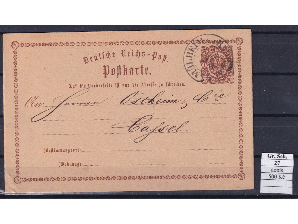 Hufeisenstempel 27 gr. Schild korešpondenční lístek
