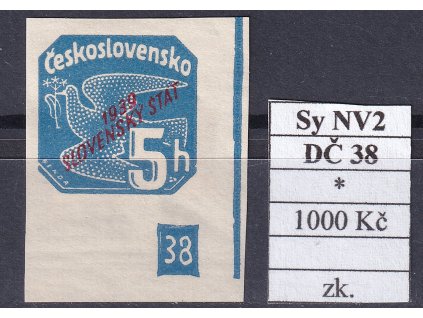 Slovenský stát Sy NV 2 DZ 38 po nálepce zkoušené