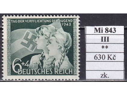Deutsches Reich Mi 843 III svěží zkoušené
