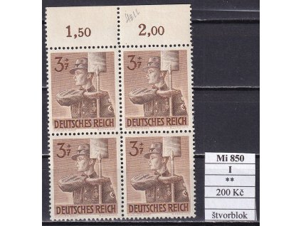 Deutsches Reich Mi 850 I čtyřblok svěží