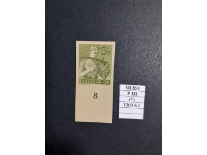 Deutsches Reich Mi 851 PIII bez lepu