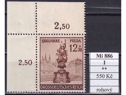 Deutsches Reich Mi 886 I svěží rohový
