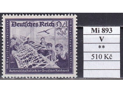 Deutsches Reich Mi 893 V po nálepce