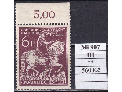 Deutsches Reich Mi 907 III svěží