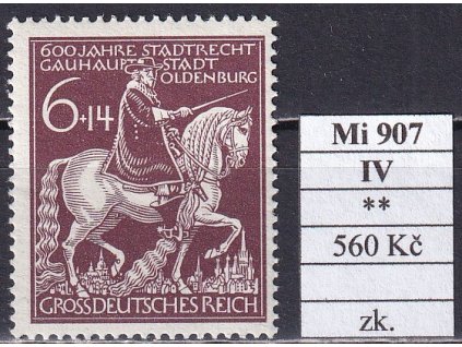 Deutsches Reich Mi 907 IV svěží zkoušené