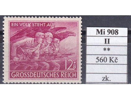 Deutsches Reich Mi 908 II svěží zkoušené
