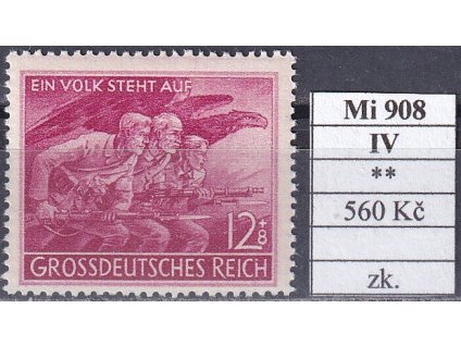 Deutsches Reich Mi 908 IV svěží zkoušené