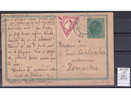 Rakousko Mi P 235 + 217 na dopisnici