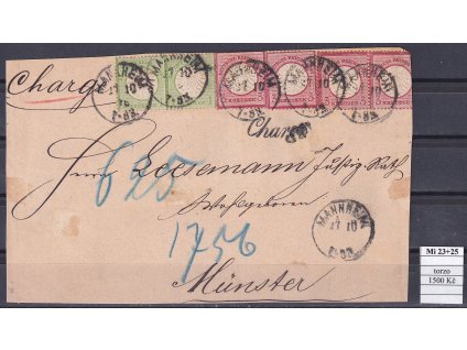 Deutsches Reich Mi 23+25 MeF torzo dopisu