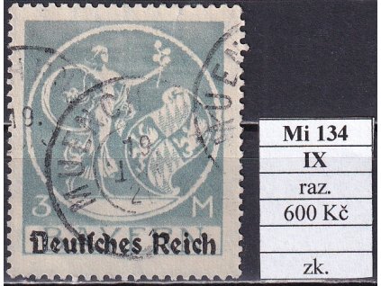 Deutsches Reich Mi 134 IX razítkované zkoušené