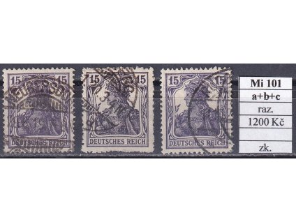 Deutsches Reich Mi 101 a+b+c razítkované zkoušené