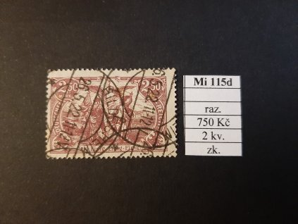 Deutsches Reich Mi 115 d razítkované zkoušené 2 kvalita