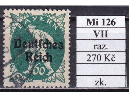 Deutsches Reich Mi 126 VII razítkované zkoušené