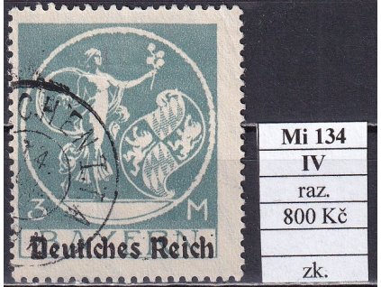 Deutsches Reich Mi 134 IV razítkované zkoušené