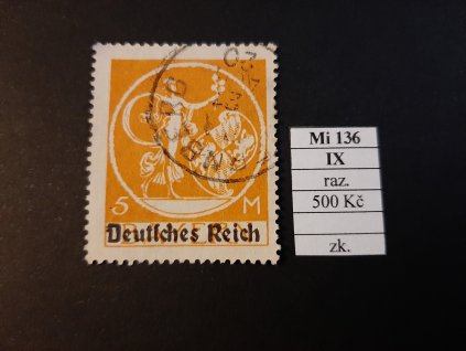 Deutsches Reich Mi 136 IX razítkované zkoušené