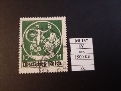 Deutsches Reich Mi 137 IV razítkované zkoušené
