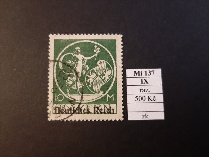 Deutsches Reich Mi 137 IX razítkované zkoušené
