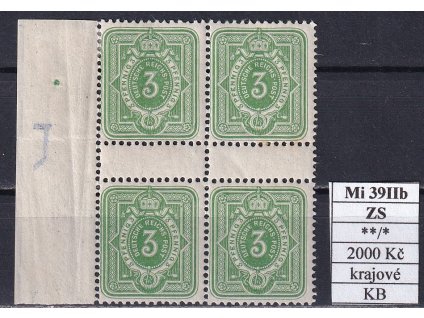 Deutsches Reich Mi 39IIb ZS krajové svěží / po nálepce KB