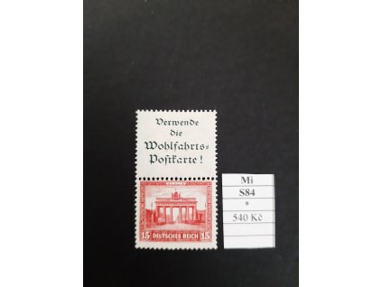 Deutsches Reich Mi S 84 po nálepce