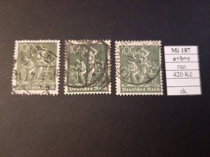 Deutsches Reich Mi 187 a+b+c razítkované zkoušené