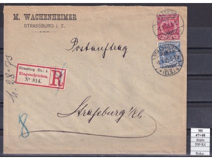 Deutsches Reich Mi 47+48 na Reko dopise